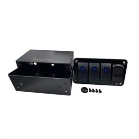 img 2 attached to Enhanced Switchtec 3 Gang Rocker Switch Panel: Fast Dual USB Charger, Voltmeter, Blue Backlit Led, Surface Mount Box Enclosure