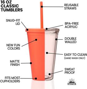 img 3 attached to 🌈 Colorful 16oz Tumblers with Lids (4 pack) - Double Wall Acrylic Cups with Straws - Bulk Tumblers for DIY Gifts - Includes FREE Straw Cleaner! (Assorted)