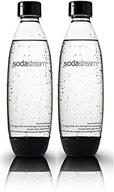 🍾 2 pack original sodastream source black carbonating water bottles - 1l bpa-free compatible with play, splash, source, power, spirit, and fizzi soda makers logo
