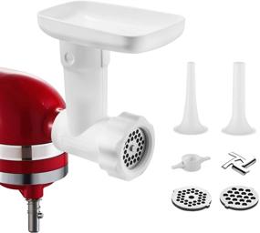 img 3 attached to 🥩 INNOMOON 2-in-1 Meat Food Grinder & Slicer/Shredder Attachment Pack for KitchenAid Stand Mixer, includes Sausage Filler Tube