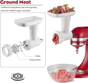 img 1 attached to 🥩 INNOMOON 2-in-1 Meat Food Grinder & Slicer/Shredder Attachment Pack for KitchenAid Stand Mixer, includes Sausage Filler Tube