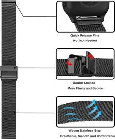 img 2 attached to Сетчатый тканый ремешок из нержавеющей стали для умных часов Garmin Venu/Venu Sq/Sq Music - ремешок TRUMiRR с быстрым выпуском для умных часов Garmin Venu/Venu Sq/Sq Music.