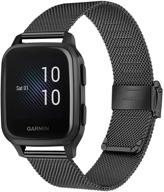 mesh woven stainless steel watchband for garmin venu/venu sq/sq music smart watch - trumirr quick release strap wristband for garmin venu/venu sq/sq music smartwatch logo