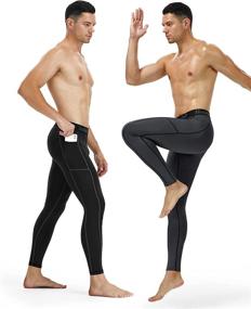 img 3 attached to Men's Runhit Compression Pants with Pocket: High-performance Leggings for Running & Athletics