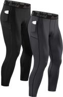 men's runhit compression pants with pocket: high-performance leggings for running & athletics logo