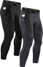 img 4 attached to Men's Runhit Compression Pants with Pocket: High-performance Leggings for Running & Athletics