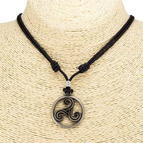 img 1 attached to 🔵 BlueRica Triskelion Celtic Symbol Pendant - Trinity, Eternity Necklace (Old Silver) - Adjustable Black Rope Cord for Improved SEO