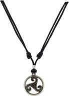 🔵 bluerica triskelion celtic symbol pendant - trinity, eternity necklace (old silver) - adjustable black rope cord for improved seo логотип