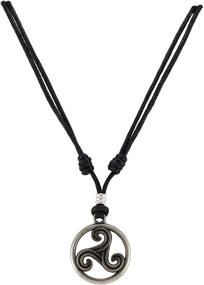 img 2 attached to 🔵 BlueRica Triskelion Celtic Symbol Pendant - Trinity, Eternity Necklace (Old Silver) - Adjustable Black Rope Cord for Improved SEO