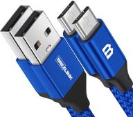 🔌 андроид micro usb кабель, brexlink 2-pack 6.6 ft нейлоновый плетеный быстрозарядный кабель - совместим с samsung, kindle, андроид телефонами, galaxy s7 edge, moto g5, ps4 (синий) логотип