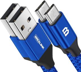 img 4 attached to 🔌 Андроид Micro USB кабель, BrexLink 2-Pack 6.6 FT Нейлоновый плетеный быстрозарядный кабель - Совместим с Samsung, Kindle, Андроид телефонами, Galaxy S7 Edge, Moto G5, PS4 (Синий)