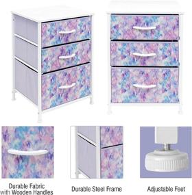 img 2 attached to 🌙 Sorbus Nightstand Storage Organizer: 3-Drawer Furniture Chest for Kids' Bedroom - Stylish Closet Organization with Steel Frame, Wood Top, and Tie-Dye Fabric Bin (Blue/Pink/Purple)