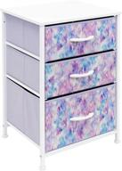 🌙 sorbus nightstand storage organizer: 3-drawer furniture chest for kids' bedroom - stylish closet organization with steel frame, wood top, and tie-dye fabric bin (blue/pink/purple) логотип