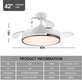 img 3 attached to 🔆 Modern SNJ Retractable Ceiling Fan: White Finish, Lights, Remote Control – Perfect for Indoor Use