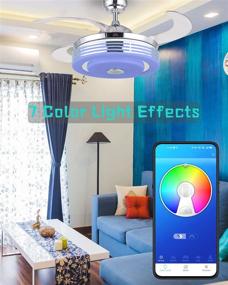 img 2 attached to 🌪️ Transform Your Space with NUTCRUST Retractable Ceiling Fan: Light, Bluetooth Speaker, Remote Control and 7 Colors Change Options Included!