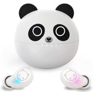 🐼 cute panda cartoon wireless earbuds, bluetooth 5.0 in ear headphones with hifi stereo, tws earphones for kids & adults, cosplay gift, 36h playtime music, built-in mic, portable charging case logo