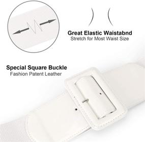 img 2 attached to 👗 JASGOOD Women's Stretchy Waist Belt in 2.95 Inches Width, Elegant Patent Leather Design with Simple Square Buckle