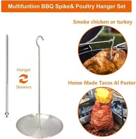 img 3 attached to DOLAMOTY Upgraded Vertical Skewer Set: Elevated Al Pastor, Shawerma & Brazilian Churrasco Skewer Stand for Grill - Premium Stainless Steel Rack with Removable Grilling Accessories