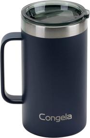 img 4 attached to 🎁 Fathers Day Gifts - 22oz Navy Blue Stainless Steel Vacuum Insulated Thermos Coffee Mug with Handle, Travel Camping Mug Cup with Tritan Lid for Hot and Cold Beverage (Navy, 22oz) by Congela