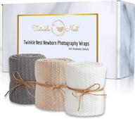 👶 twinkle nest baby wrap set: pack of 3 newborn photography wraps. versatile baby swaddle wrap or receiving blanket for newborn photography props. cozy waffle knit baby wraps. adorable baby photoshoot props for boys or girls. logo