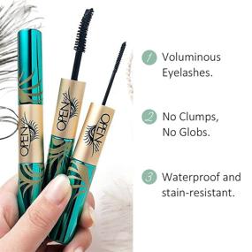 img 1 attached to 💯 GECOMO Black Volume and Length Mascara | 2-in-1 Wand, Waterproof, No Smudge, No Clump, No Flake | Thick & Black Silk Fiber Lash Mascara | Best for Women