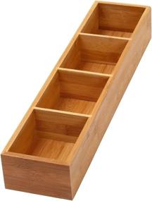 img 1 attached to Efficient Drawer Organization with YBM HOME Bamboo 4 Compartment Organizer Tray, 329