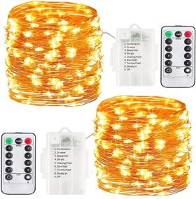 img 4 attached to 🌟 Fairy Lights String 10M 100LED, Battery Powered Copper Wire Lights for Indoor/Outdoor/Christmas/Wedding/Garden - 2 Pack (Warm White), Enhanced SEO