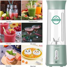 img 2 attached to 🌬️ Arctic Green Portable Blender for Shakes and Smoothies - USB Type-C Rechargeable, 6 Blades, Large 17Oz Capacity