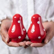 city to cottage handmade red & white polka dot ceramic salt and pepper shakers with holder - perfect housewarming gift logo