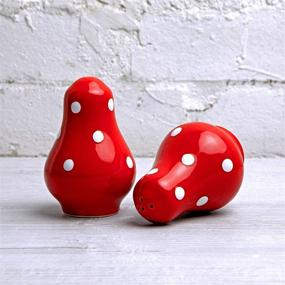 img 2 attached to City to Cottage Handmade Red & White Polka Dot Ceramic Salt and Pepper Shakers with Holder - Perfect Housewarming Gift