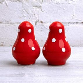 img 3 attached to City to Cottage Handmade Red & White Polka Dot Ceramic Salt and Pepper Shakers with Holder - Perfect Housewarming Gift