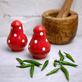 img 1 attached to City to Cottage Handmade Red & White Polka Dot Ceramic Salt and Pepper Shakers with Holder - Perfect Housewarming Gift