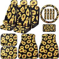 🌻 complete 17-piece sunflower car accessories set: stylish seat covers, car mats, steering wheel cover, shoulder pads, and armrest pad for auto decoration! logo