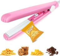 💕 portable mini chip bag heat sealer for food storage - pink, with power cable (no battery needed) логотип