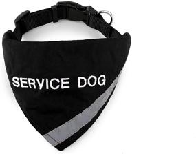 img 4 attached to 🐾 Doggie Stylz Service Dog Bandana with Reflective Strip for Night Safety, Collar Included- Black Small (Neck 10-16'')