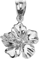 🌺 sterling silver cz caribbean hibiscus (malvaceae) pendant - elegant and delicate logo