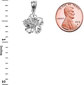 img 2 attached to 🌺 Sterling Silver CZ Caribbean Hibiscus (Malvaceae) Pendant - Elegant and Delicate