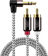 🔌 3.5-мм на rca кабель cablecreation 10ft - мужской угловой на 2rca мужской аудио стерео разветвитель y, с золотым покрытием - совместим с смартфонами, планшетами, колонками, жк-телевизорами, домашним кинотеатром - длина 3 метра. логотип