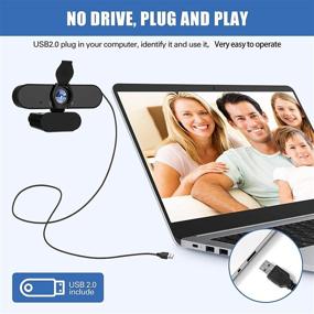 img 2 attached to 🎥 1080P HD Streaming USB Computer Webcam with Microphone and Privacy Cover - Amoner, Plug and Play for Gaming and More