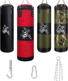 img 4 attached to Versatile Sfeexun Heavy Bag Boxing Set for Men, Women, and Kids - Unfilled Punching Bag with Ceiling Hook, Chains, Ideal for MMA, Kickboxing, Muay Thai, Karate, Taekwondo Training