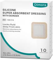 🩹 dimora silicone super absorbent dressing with border, waterproof adhesive 5"x5" (12.5 cm*12.5 cm) - pack of 10 ultra-absorbent pads for exuding wounds логотип