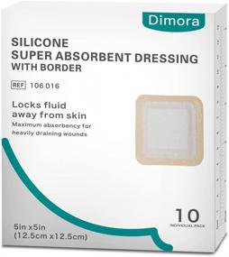 img 4 attached to 🩹 Dimora Silicone Super Absorbent Dressing with Border, Waterproof Adhesive 5"x5" (12.5 cm*12.5 cm) - Pack of 10 Ultra-Absorbent Pads for Exuding Wounds