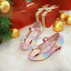 img 2 attached to 👸 Walofou Sparkling Princess Ballerina Iridescent Girls' Shoes