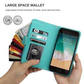 img 1 attached to 📱 KIHUWEY iPhone SE 2020 Wallet Case - Premium Leather Zipper Pocket with Credit Card Holder and Wrist Strap, Kickstand Protective Purse Cover for iPhone 7/8/SE 2020 4.7 Inch - Mint Green