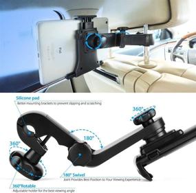 img 1 attached to 📱 Ansteker Car Headrest Mount: Adjustable Holder for iPad, Tablets, Nintendo Switch, Kindle Fire HD, iPhone, and Smartphones | 360° Rotation, Suitable for 4”-11” Wide