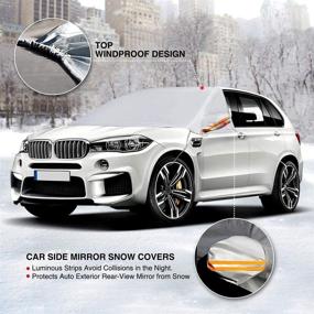 img 1 attached to Premium Fullgaden Car Windshield Snow Cover with Side Mirror Sleeve | Fits Most Vehicles | Protects Glass and Wipers from Weatherproof, Rain, Sun, Frost - Silver