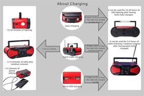 img 2 attached to 📻 Solar Hand Crank AM FM NOAA Weather Emergency Radio with Music Player, USB 2000mAh Phone Charger & LED Flashlight – Includes SOS Bonus Survival Paracord Bracelet with Flint Fire Starter, Compass, and Whistle