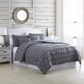 img 4 attached to 🛏️ King Size Modern Threads Hannah 5-Piece Charcoal Textured Technique Comforter Set