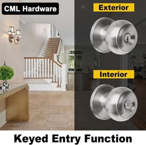 img 1 attached to CML Hardware Keyed Entry Door Knob Set - Stainless Steel Entrance Door Lock with Removable Latch Plate for Exteriors and Interiors - Round Ball Handle, 1 Pack