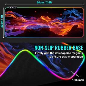 img 3 attached to NJSJ RGB Gaming Mouse Pad - Large LED Extended Soft Mousepad with 12 Lighting Modes, 2 Brightness Levels - Waterproof Surface & Non-Slip Rubber Base - Computer Mouse Mat for Gamers - 31.5X11.8 in